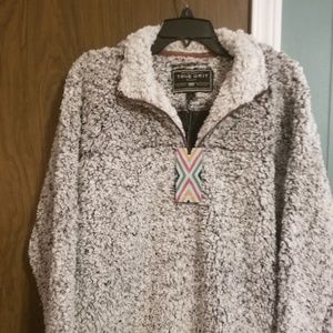 Grey Frosty Tip True Grit V Neck Sweater